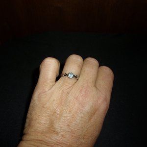 Sterling Silver Aquamarine Keepsake Ring Size 8